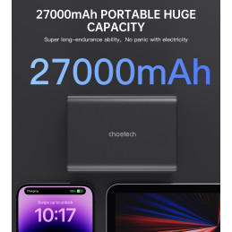 Choetech B635BK Powerbank 2xUSB-A / 2xUSB-C 27000mAh – juoda