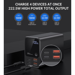 Choetech B635BK Powerbank 2xUSB-A / 2xUSB-C 27000mAh – juoda
