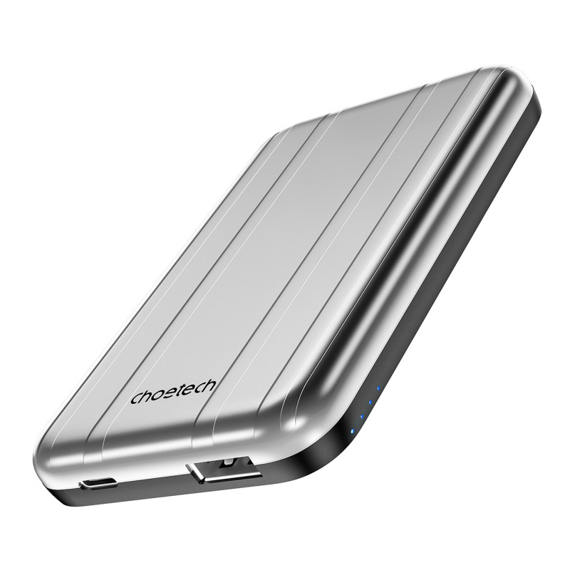 Choetech B655 indukcinis mini maitinimo blokas MagSafe USB-A / USB-C 5000mAh - sidabrinis