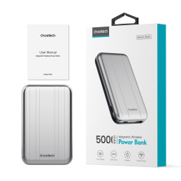 Choetech B655 indukcinis mini maitinimo blokas MagSafe USB-A / USB-C 5000mAh - sidabrinis