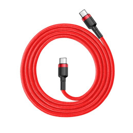 Baseus CATKLF-G09 USB-C - USB-C PD QC kabelis 60W 3A 480Mb/ s 1m - raudonas