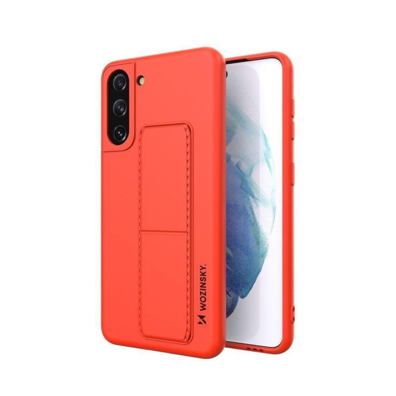Wozinsky Kickstand Case silikoninis dėklas su stovu, skirtas Samsung Galaxy S21+ 5G Red