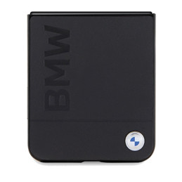 BMW Leather Hot Stamp dėklas, skirtas Samsung Galaxy Z Flip 5 - juodas