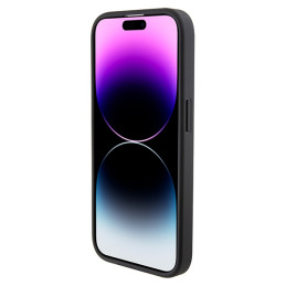 Ferrari Perforated Waves Metal Logo dėklas, skirtas iPhone 15 Pro - juodas