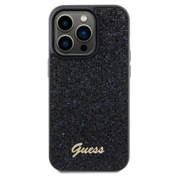 Guess Disco Metal Script dėklas iPhone 14 Pro - juodas