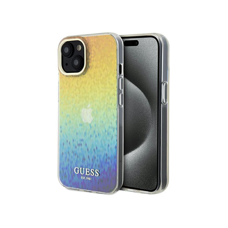 Guess IML Faceted Mirror Disco Iridescent dėklas, skirtas iPhone 14 / 15 / 13 - daugiaspalvis
