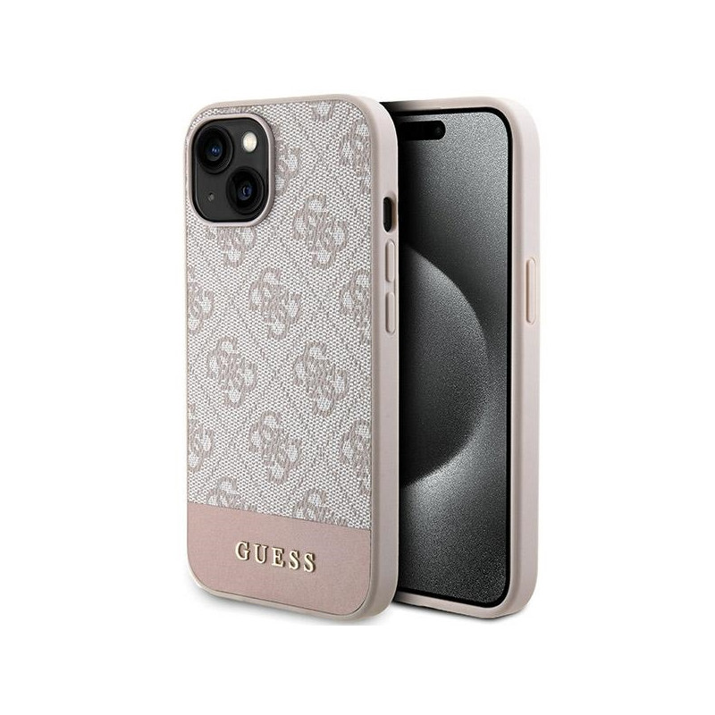 Guess 4G Stripe Collection dėklas, skirtas iPhone 15 / 14 / 13 - rožinis