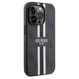 Guess 4G Printed Stripes MagSafe dėklas iPhone 15 Pro - juodas