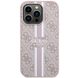 Guess 4G Printed Stripes MagSafe dėklas iPhone 15 Pro Max - rožinis
