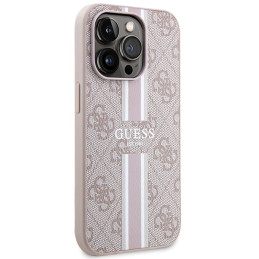 Guess 4G Printed Stripes MagSafe dėklas iPhone 15 Pro Max - rožinis