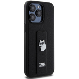 Karlo Lagerfeldo rankenos stovas Saffiano Choupette Pins dėklas, skirtas iPhone 13 Pro / 13 – juodas