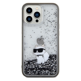 Karl Lagerfeld Liquid Glitter Choupette dėklas, skirtas iPhone 13 Pro / 13 - skaidrus