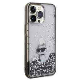 Karl Lagerfeld Liquid Glitter Choupette dėklas, skirtas iPhone 13 Pro / 13 - skaidrus