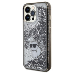 Karl Lagerfeld Liquid Glitter Choupette dėklas iPhone 13 Pro Max - skaidrus