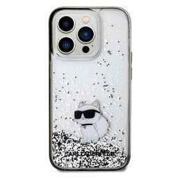 Karl Lagerfeld Liquid Glitter Choupette dėklas iPhone 14 Pro - skaidrus