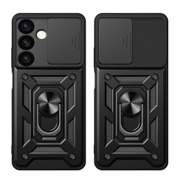 Hybrid Armor Camshield šarvuotas dėklas Samsung Galaxy S24 su kameros dangteliu - juodas