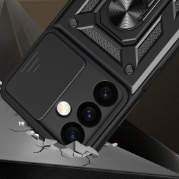 Hybrid Armor Camshield šarvuotas dėklas Samsung Galaxy S24 su kameros dangteliu - juodas