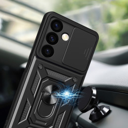 Hybrid Armor Camshield šarvuotas dėklas Samsung Galaxy S24 su kameros dangteliu - juodas