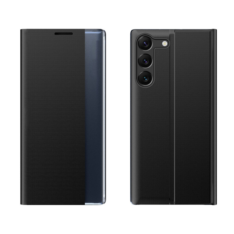 Naujas Sleep View dėklas Samsung S24 su atvartu - juodas