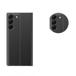 Naujas Sleep View dėklas Samsung S24 su atvartu - juodas