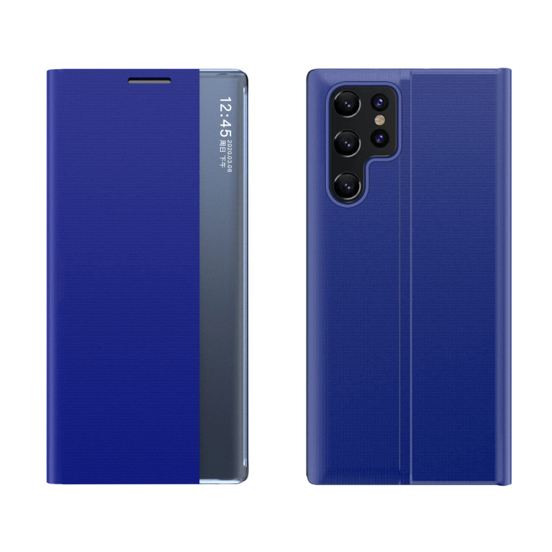 Naujas Sleep View dėklas, skirtas Samsung S24 Ultra su atvartu – mėlynas
