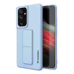 Wozinsky Kickstand Case Silikoninis stovo dėklas, skirtas Samsung Galaxy S21 Ultra 5G Šviesiai mėlynas