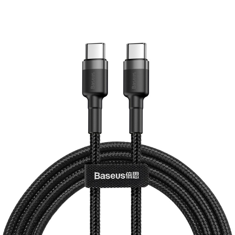 Baseus CATKLF-GG1 USB-C - USB-C PD QC kabelis 60W 3A 480Mb/ s 1m - juoda ir pilka