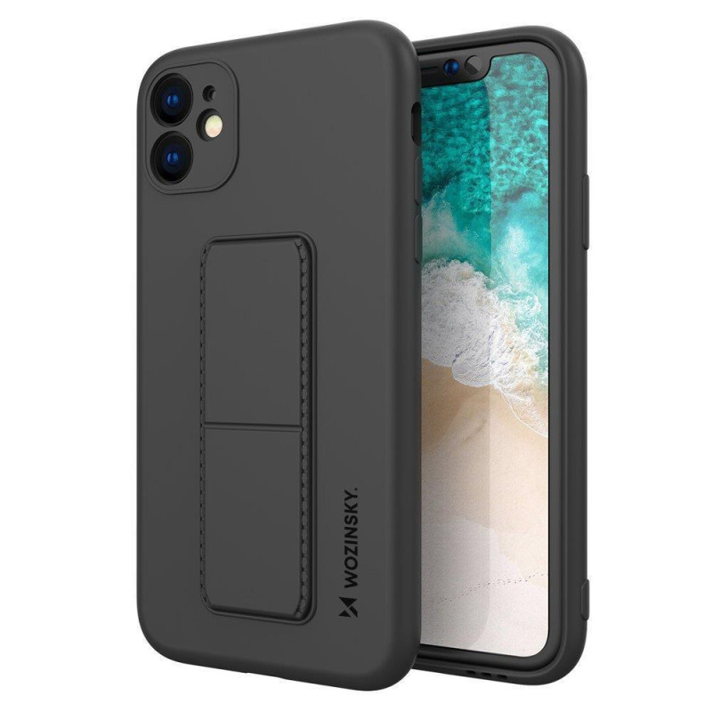 Wozinsky Kickstand Case silikoninis dėklas su stovo dangteliu, skirtas Xiaomi Redmi 10X 4G / Xiaomi Redmi Note 9 Black