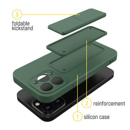Wozinsky Kickstand Case silikoninis dėklas su stovo dangteliu, skirtas Xiaomi Redmi 10X 4G / Xiaomi Redmi Note 9 pilkai