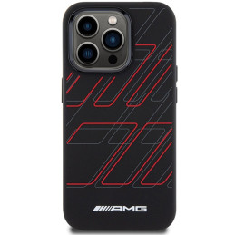 AMG Silicone Large Rhombuses Pattern MagSafe dėklas iPhone 15 Pro - juodas