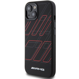 AMG silikoninis didelių rombų raštas MagSafe dėklas, skirtas iPhone 15/ 14/ 13 – juodas
