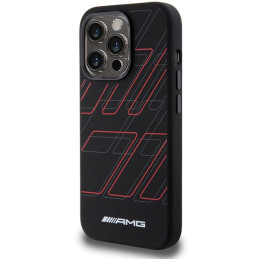 AMG Silicone Large Rhombuses Pattern MagSafe dėklas iPhone 15 Pro Max - juodas