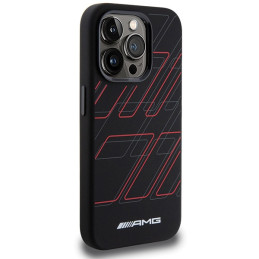 AMG Silicone Large Rhombuses Pattern MagSafe dėklas iPhone 15 Pro Max - juodas