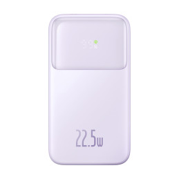 „Baseus Comet“ serijos maitinimo blokas su ekranu 10 000 mAh 22,5 W - violetinė + USB-A / USB-C laidas
