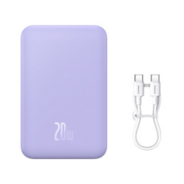 Baseus Magnetic Mini 20000 mAh 20W Powerbank – violetinė + USB-C / USB-C laidas