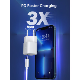 Choetech PD5007 USB-C PD 30W GaN sieninis įkroviklis - baltas