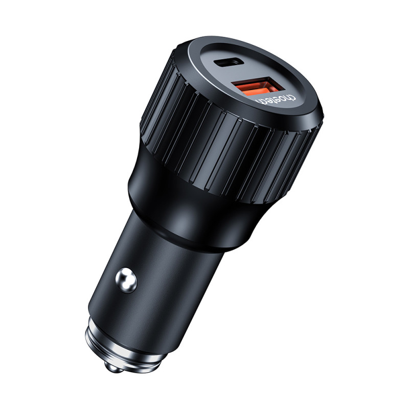Choetech TC0010 USB-C USB-A PD 63W automobilinis įkroviklis - juodas