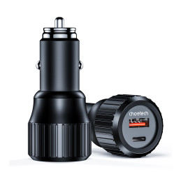 Choetech TC0010 USB-C USB-A PD 63W automobilinis įkroviklis - juodas