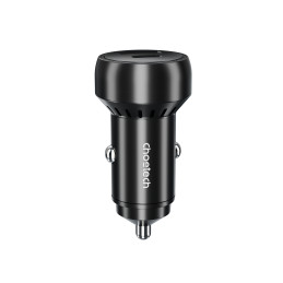 Choetech TC0014 USB-C USB-A PD 60W automobilinis įkroviklis su LED apšvietimu - juodas