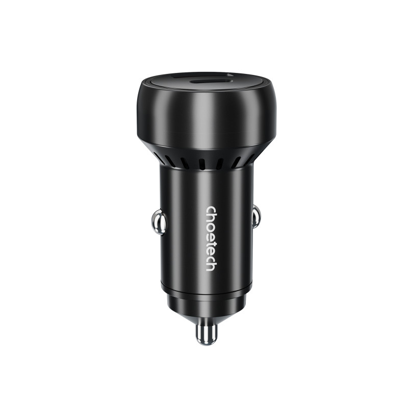 Choetech TC0014 USB-C USB-A PD 60W automobilinis įkroviklis su LED apšvietimu - juodas