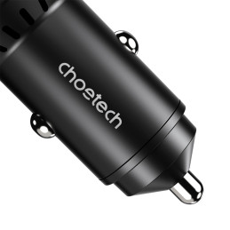 Choetech TC0014 USB-C USB-A PD 60W automobilinis įkroviklis su LED apšvietimu - juodas