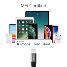 Choetech IP0039 USB-C / Lightning MFi laidas 480Mb/ s 3A 1,2m - juodas
