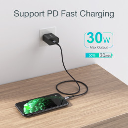 Choetech IP0039 USB-C / Lightning MFi laidas 480Mb/ s 3A 1,2m - juodas