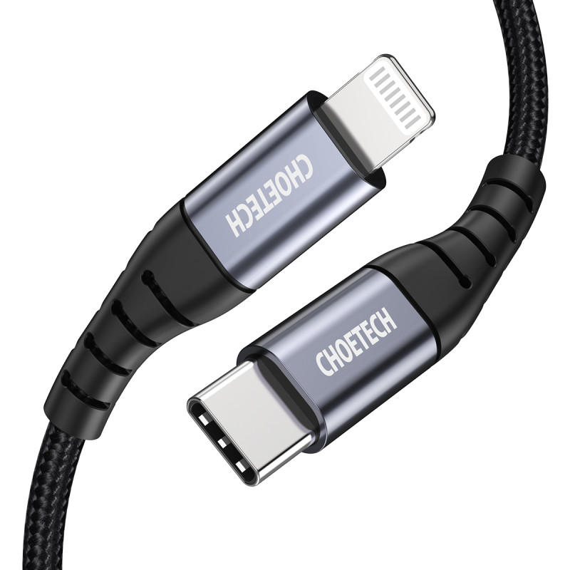 Choetech IP0041 USB-C / Lightning MFi 480Mb/ s 3A 2 m laidas - juodas