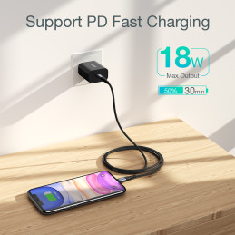 Choetech IP0041 USB-C / Lightning MFi 480Mb/ s 3A 2 m laidas - juodas