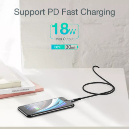Choetech IP0042 USB-C / Lightning MFi 480Mb/ s 3A 3m laidas - juodas