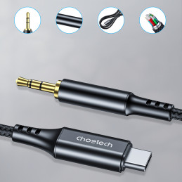 Choetech AUX008 USB-C / 3,5 mm mini lizdo kabelis 2 m - juodas