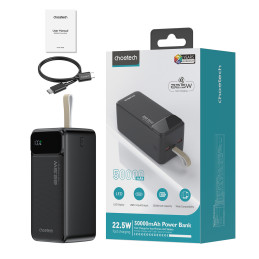 Choetech B732 50 000 mAh 22,5 W PD ir QC maitinimo blokas - juodas