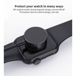 Choetech T319 MFI 5W belaidis įkroviklis Apple Watch + USB-C laidas - juodas