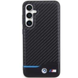 BMW Leather Carbon dėklas Samsung Galaxy S23 FE - juodas